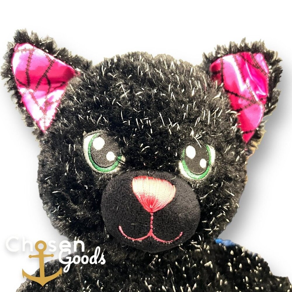 BAB Night Magic Kitty Cat 16" Plush Black and Pink Silver Sparkle 2018 Halloween